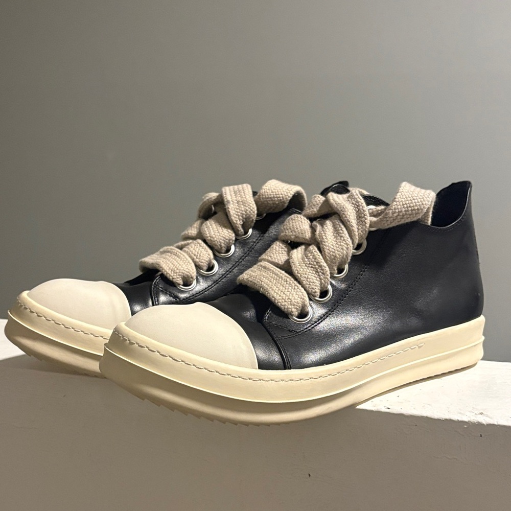 Rick Owens Black and Cream Sneakers